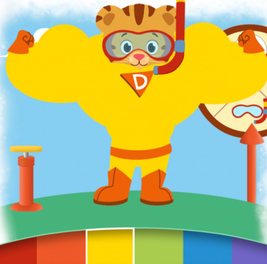 Daniel Tiger dressed as a superhero mini-game