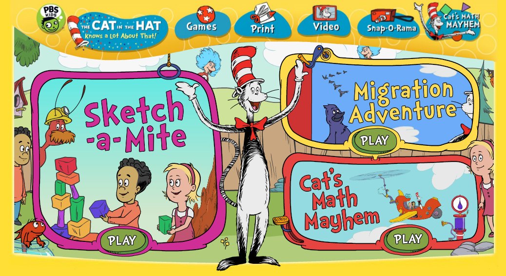 Cat in the Hat games menu