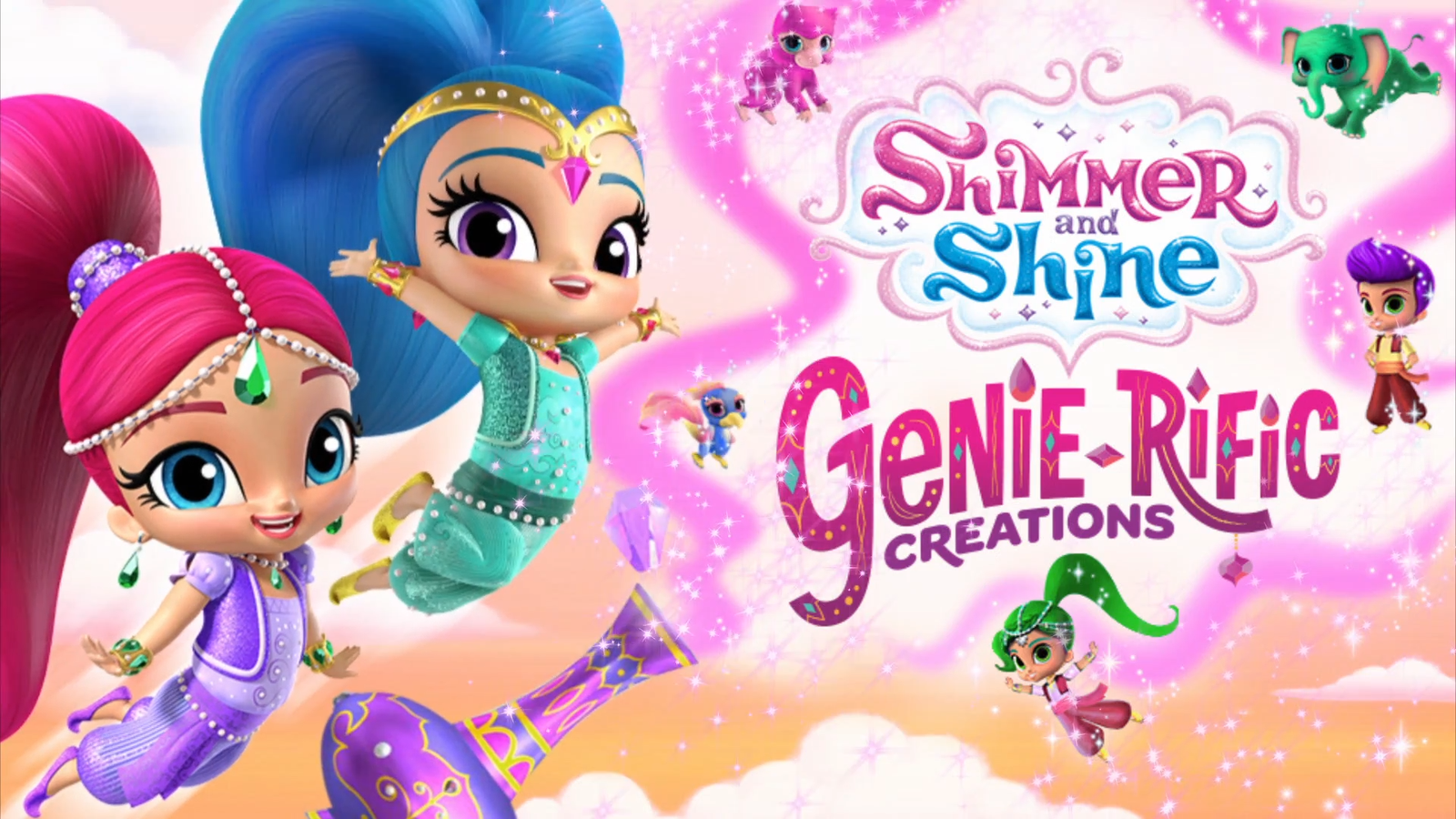 Shimmer and Shine: Genie-rific Creations title screen on a phone mockup