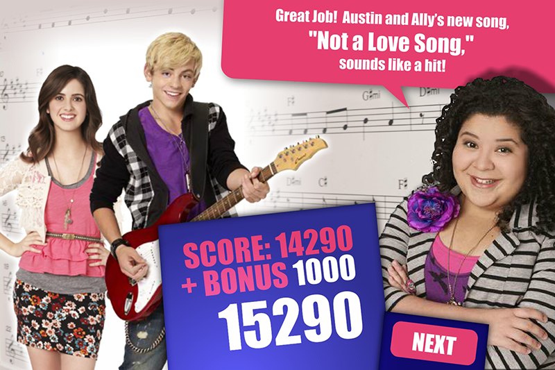 Austin & Ally music game UI screen