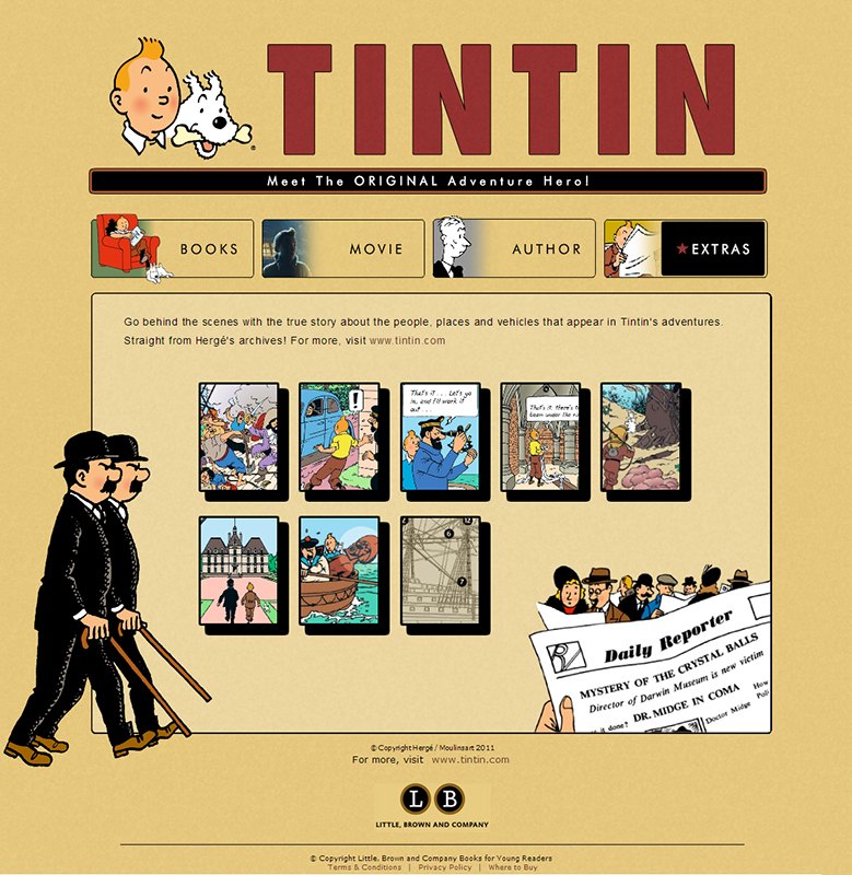 Tintin website home page design
