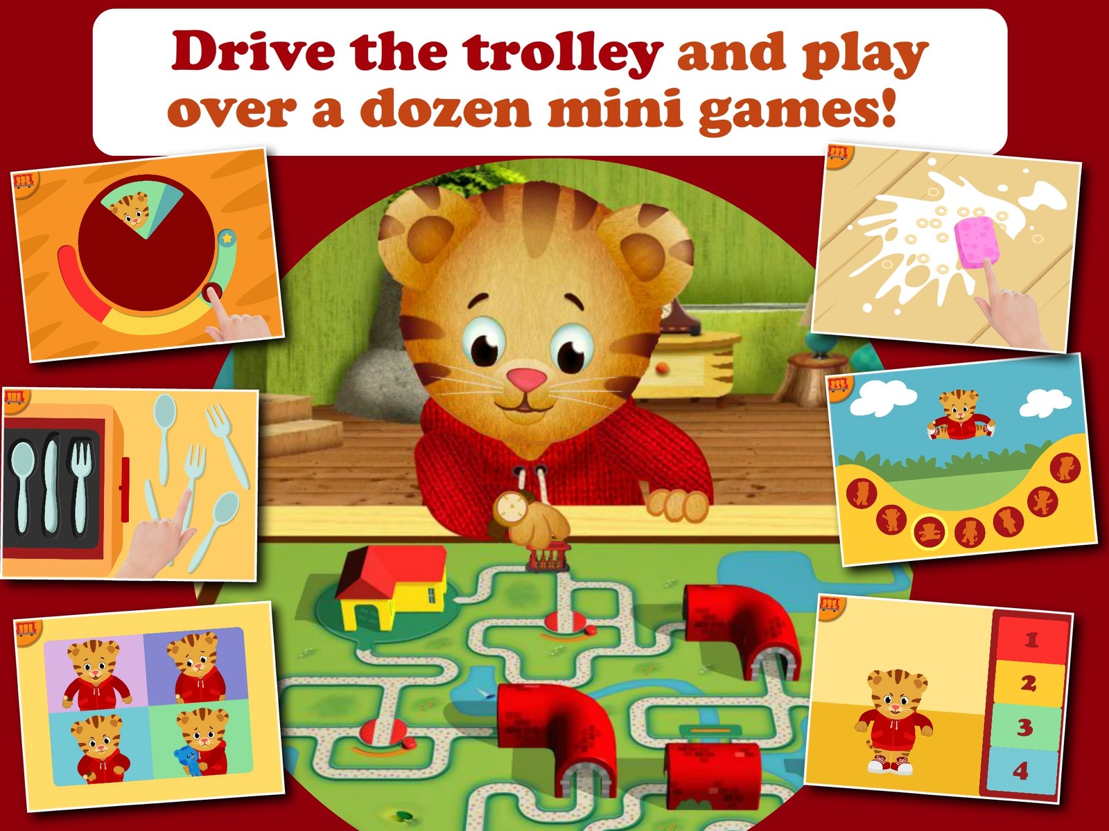 Daniel Tiger trolley hub with a dozen mini games